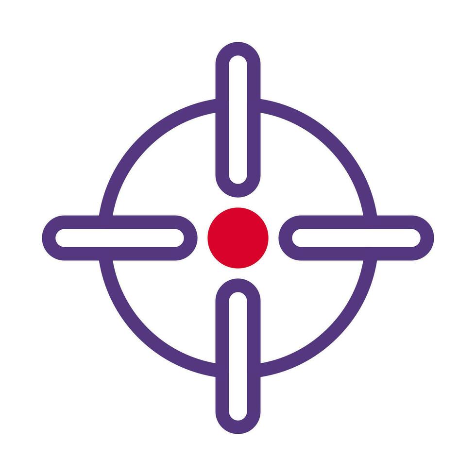 cible icône bichromie rouge violet Couleur militaire symbole parfait. vecteur