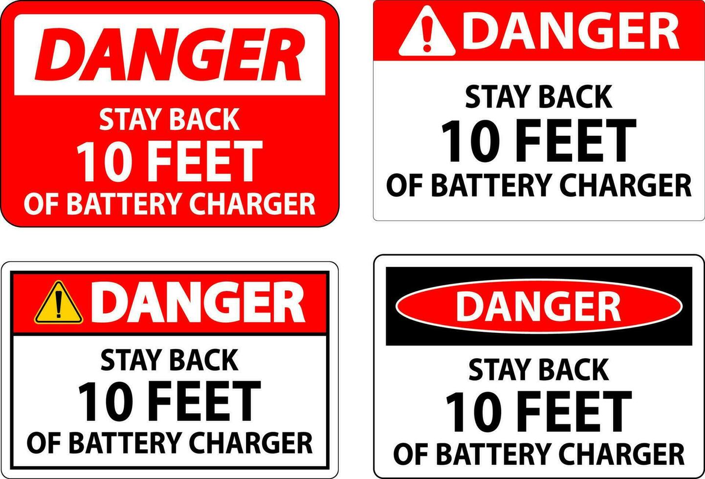 danger signe rester retour dix pieds de batterie chargeur vecteur