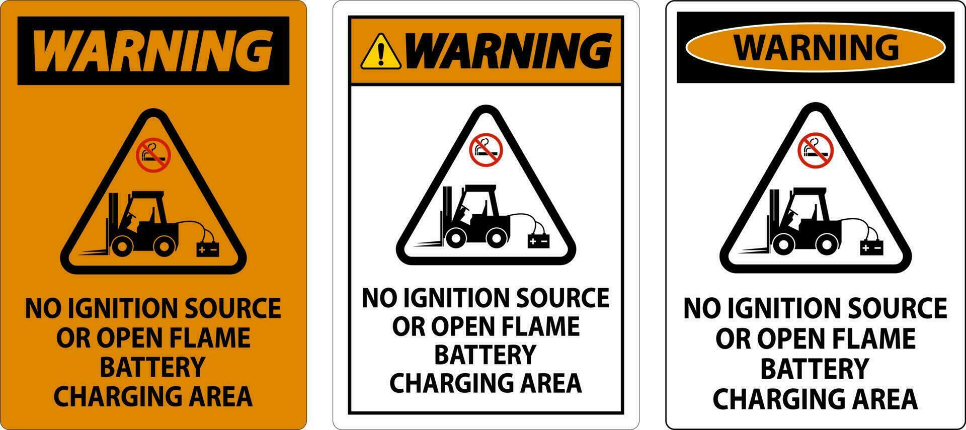 avertissement signe non allumage la source ou ouvert flamme, batterie mise en charge zone vecteur