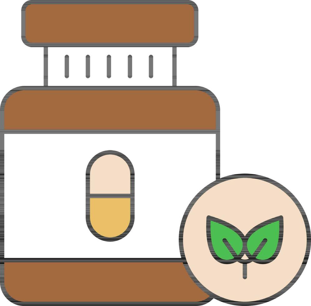 aurvédique médicament bouteille marron et vert icône. vecteur