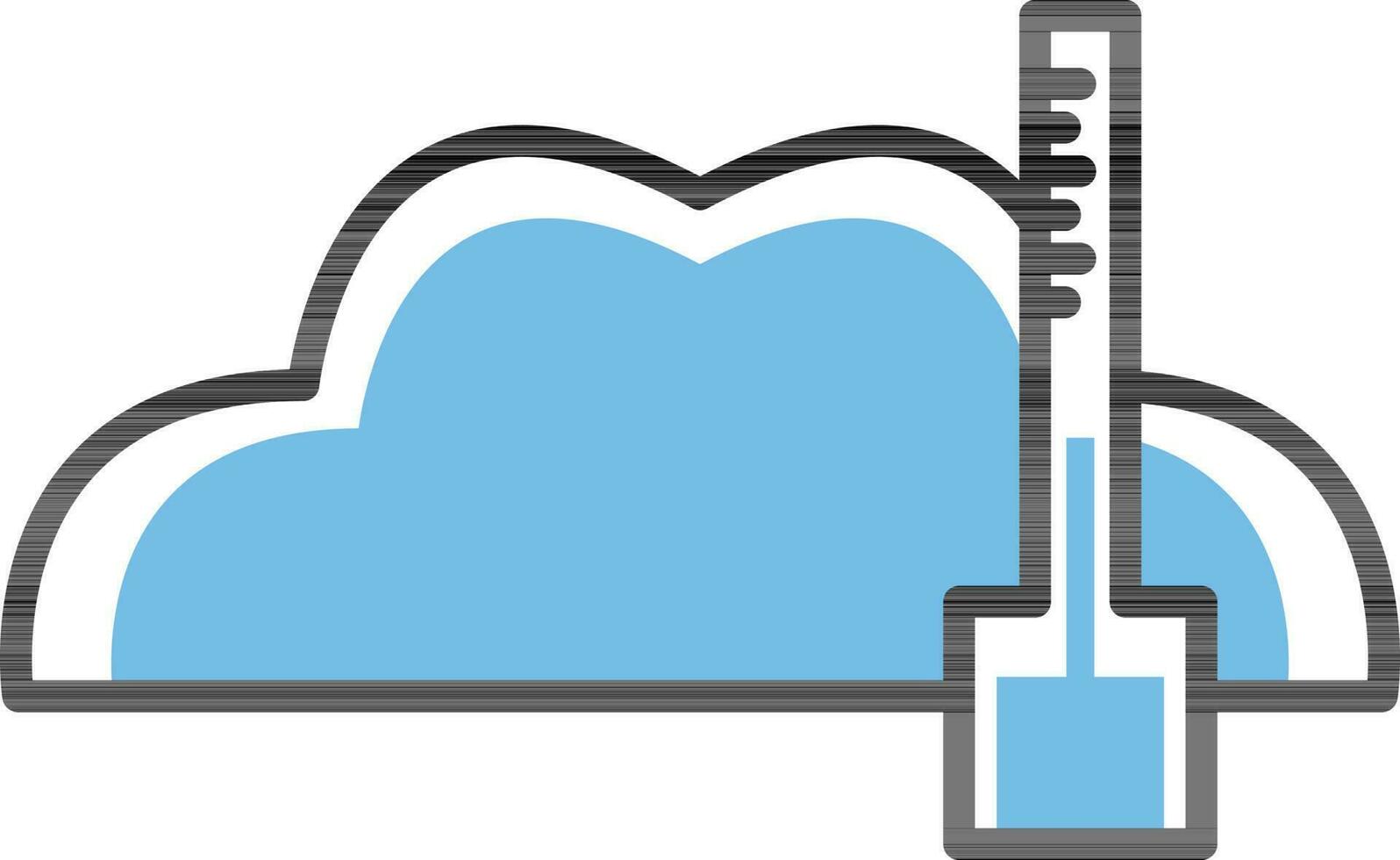 nuage avec thermomètre icône dans bleu et blanc couleur. vecteur