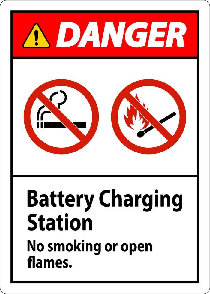 danger signe batterie mise en charge gare, non fumeur ou ouvert flammes vecteur