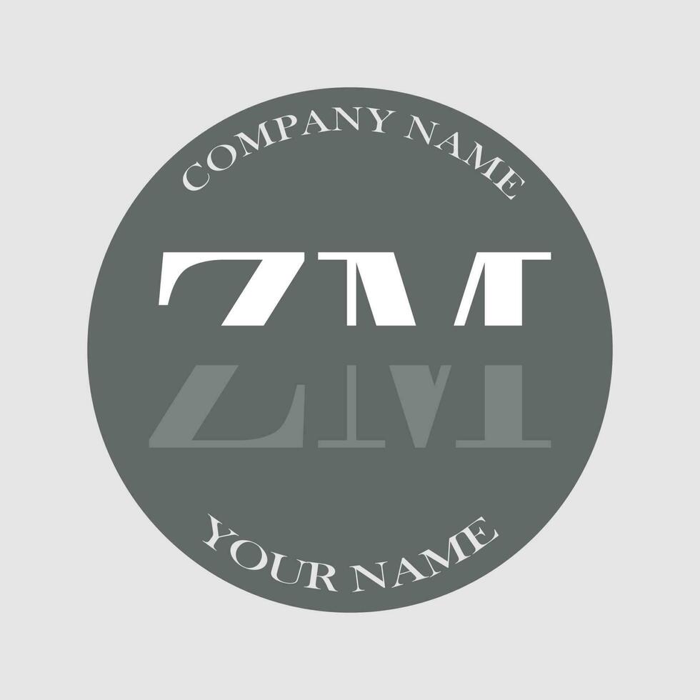 initiale zm logo lettre monogramme luxe main tiré vecteur