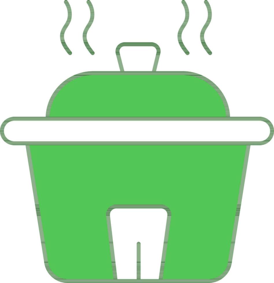chaud pot icône dans vert et blanc couleur. vecteur