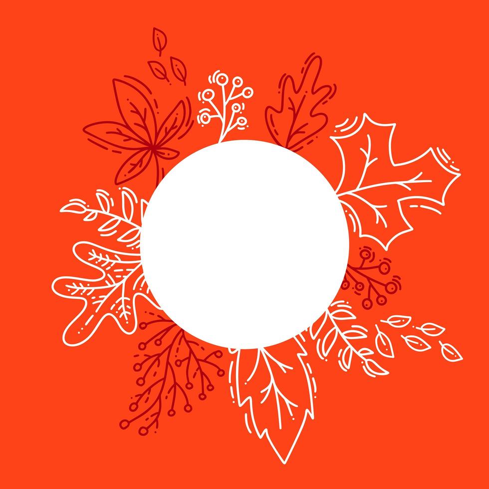 illustration vectorielle fond d'automne, feuilles d'arbre, toile de fond orange, conception de bannière de saison d'automne, affiche ou carte de voeux de jour de Thanksgiving, style d'art invitation festival vecteur