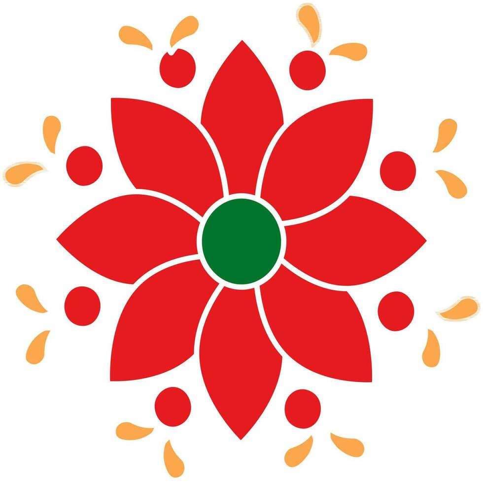 plat style floral rangoli élément dans tricolore. vecteur