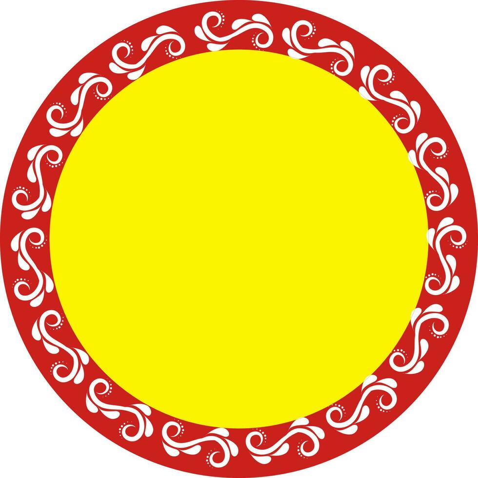 circulaire floral Cadre ou rangoli élément dans Jaune et rouge couleur. vecteur