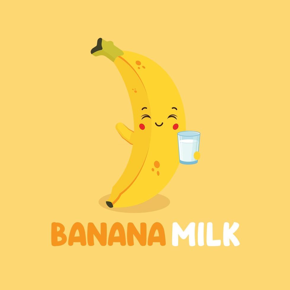 joli personnage de lait de banane souriant vecteur