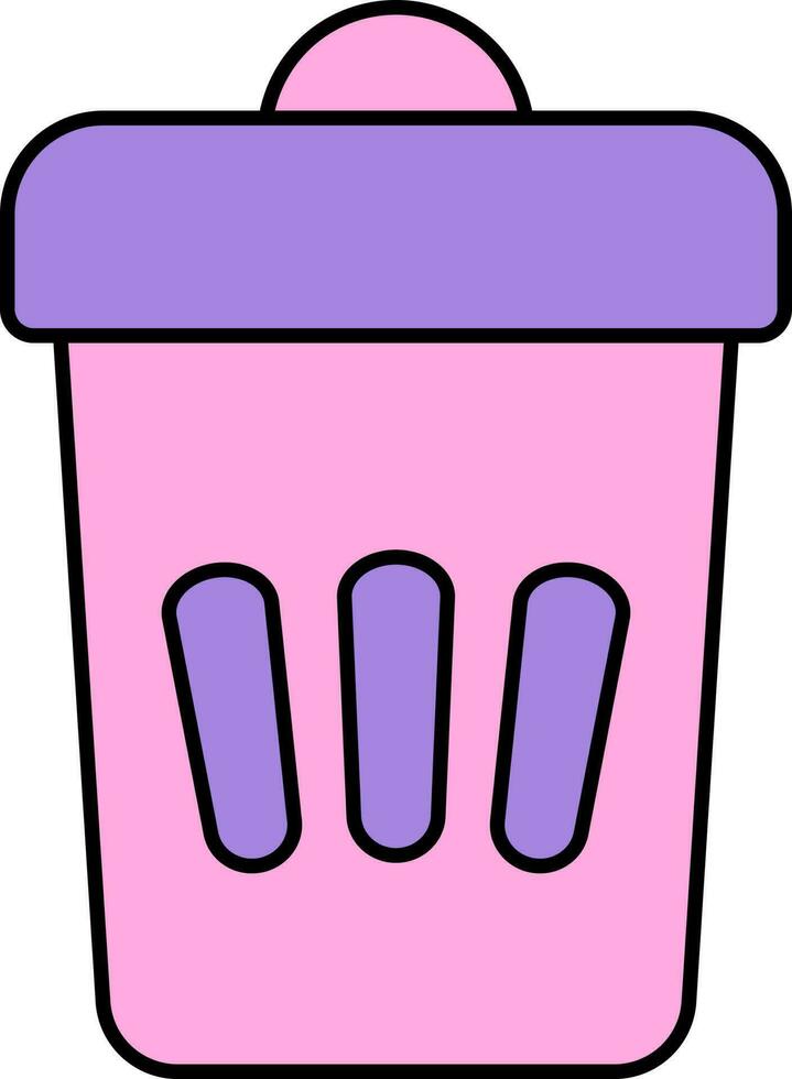 poubelle ou poubelle icône dans rose et violet couleur. vecteur