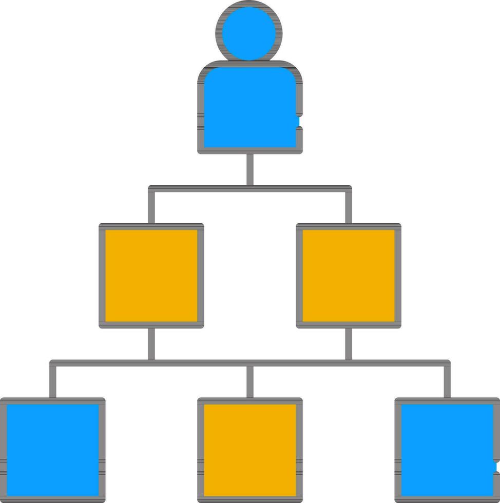 administration structure ou hiérarchie icône dans bleu et Jaune couleur. vecteur