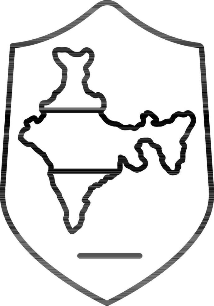 Inde carte sur bouclier icône dans plat style. vecteur