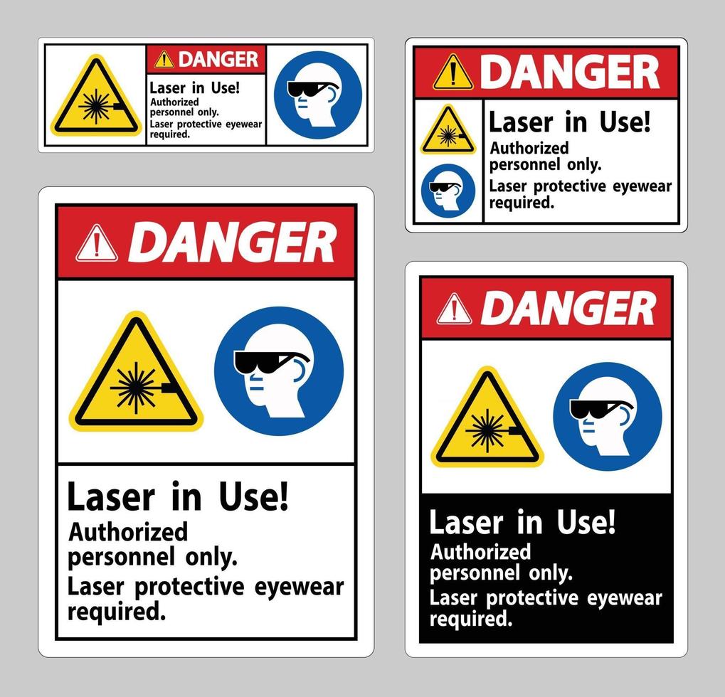 signe de danger laser en cours d'utilisation personnel autorisé uniquement protection laser vecteur