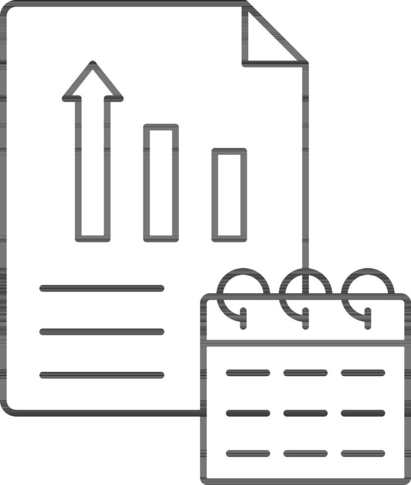 infographie papier avec calendrier icône dans noir contour. vecteur