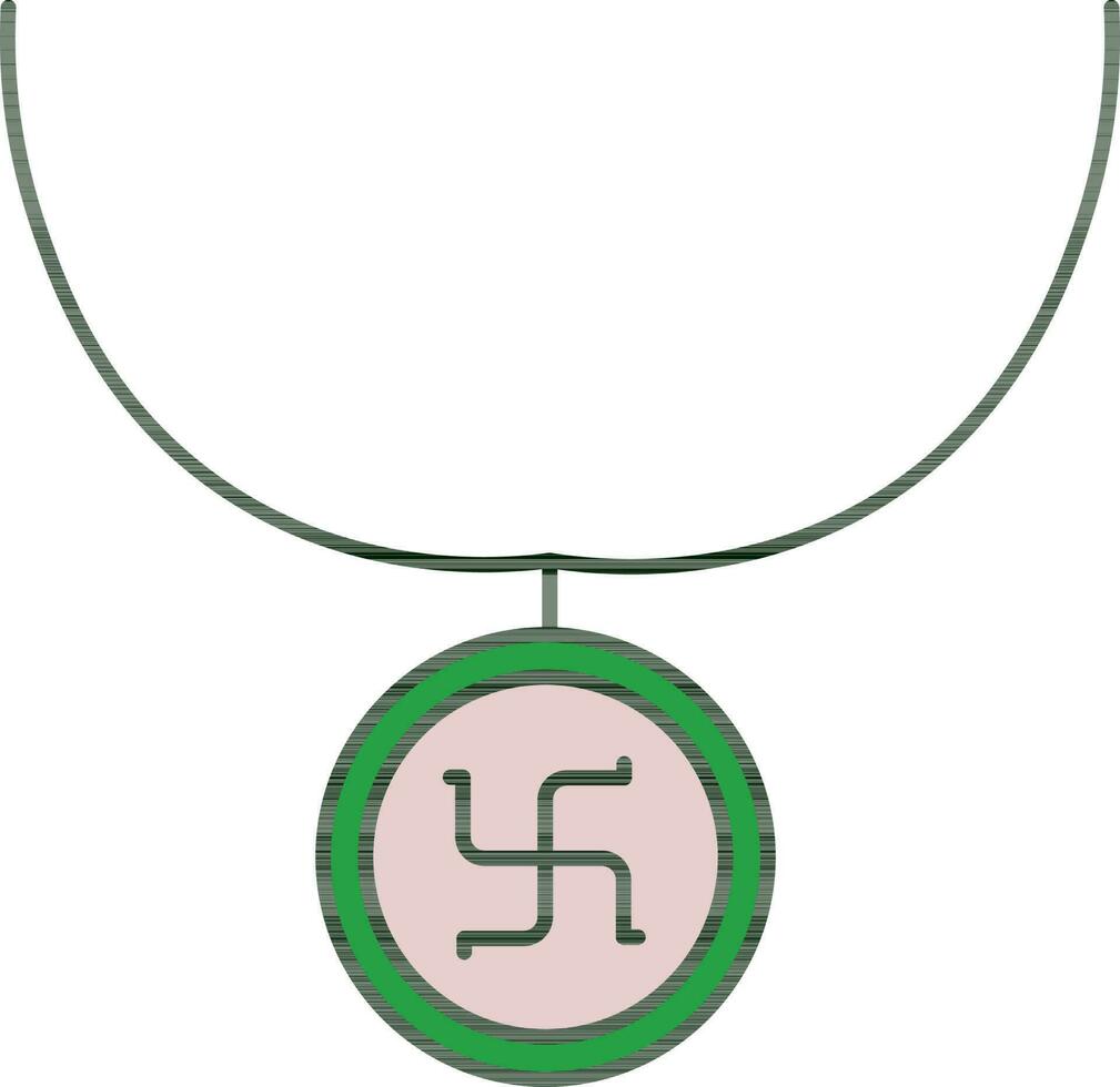 svastika pendentif ou médaillon icône dans vert et rose couleur. vecteur
