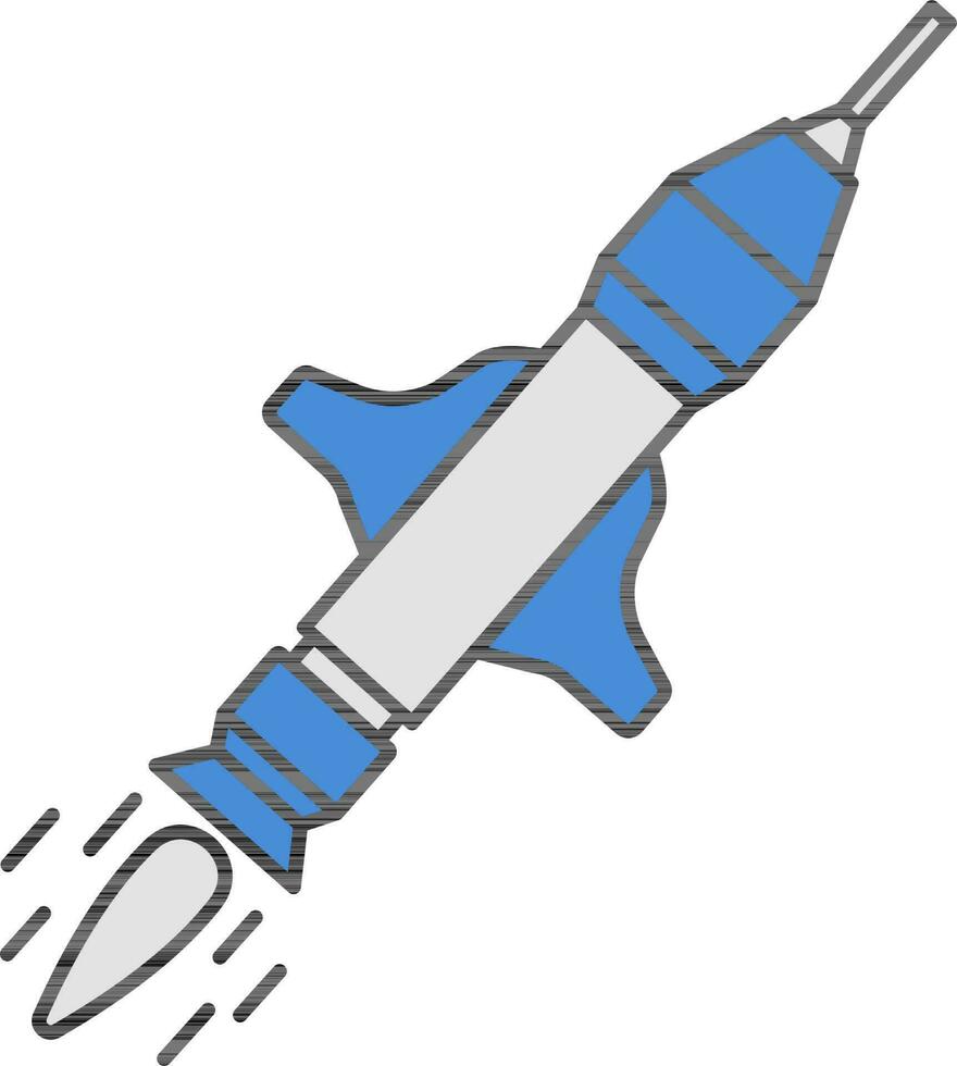 isolé missile ou fusée icône dans bleu et gris couleur. vecteur