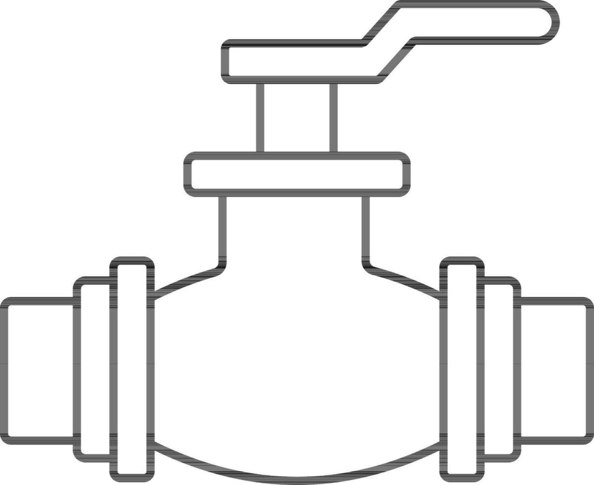 tuyau avec soupape icône dans noir ligne art. vecteur