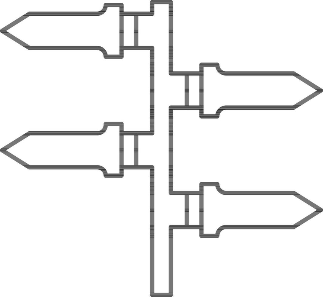 noir ligne art illustration de direction planche icône. vecteur