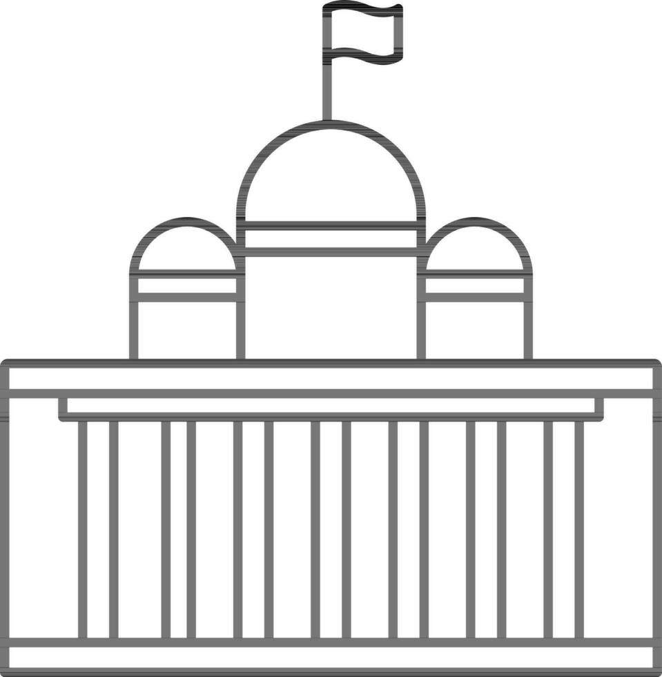 Président maison ou tribunal icône dans noir contour. vecteur