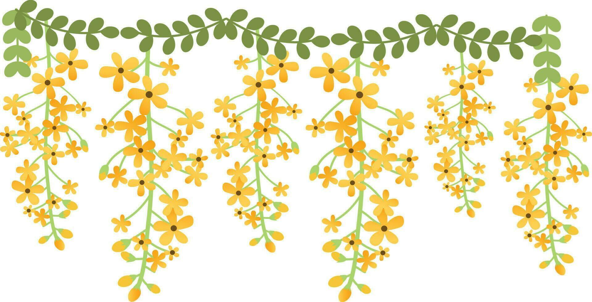 balançant fleur élément. illustration de Accueil pendaison feuilles de plante chaîne de nickels isolé sur blanc Contexte. vecteur