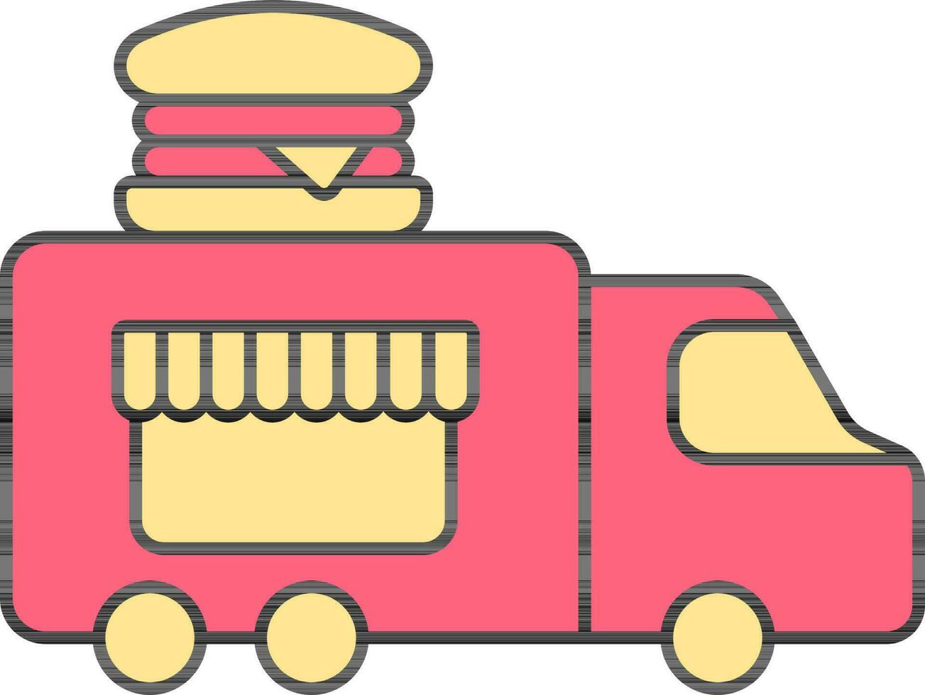 Burger un camion icône dans Jaune et rouge couleur. vecteur
