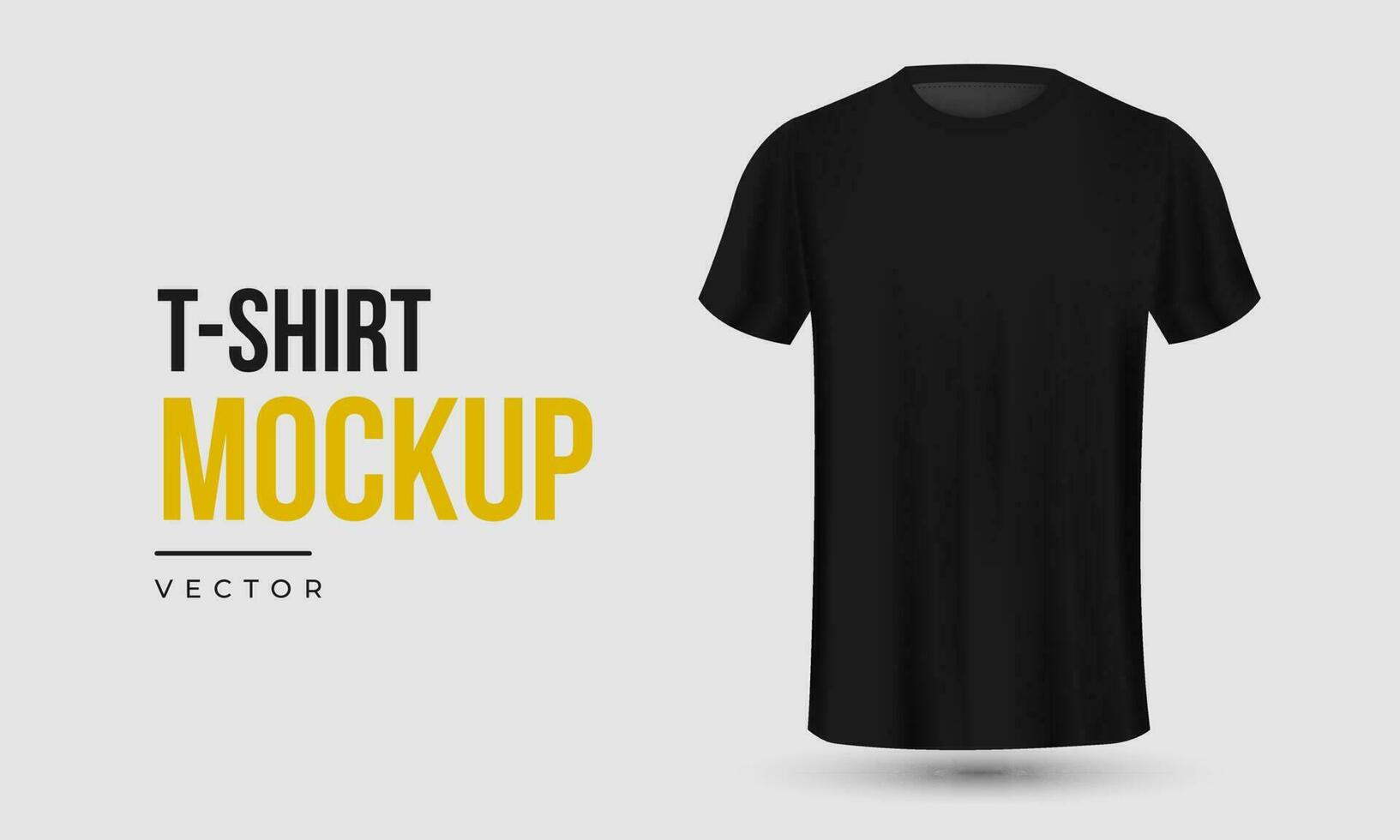 Vide noir T-shirt modèle, réaliste chemise avec court manches vecteur