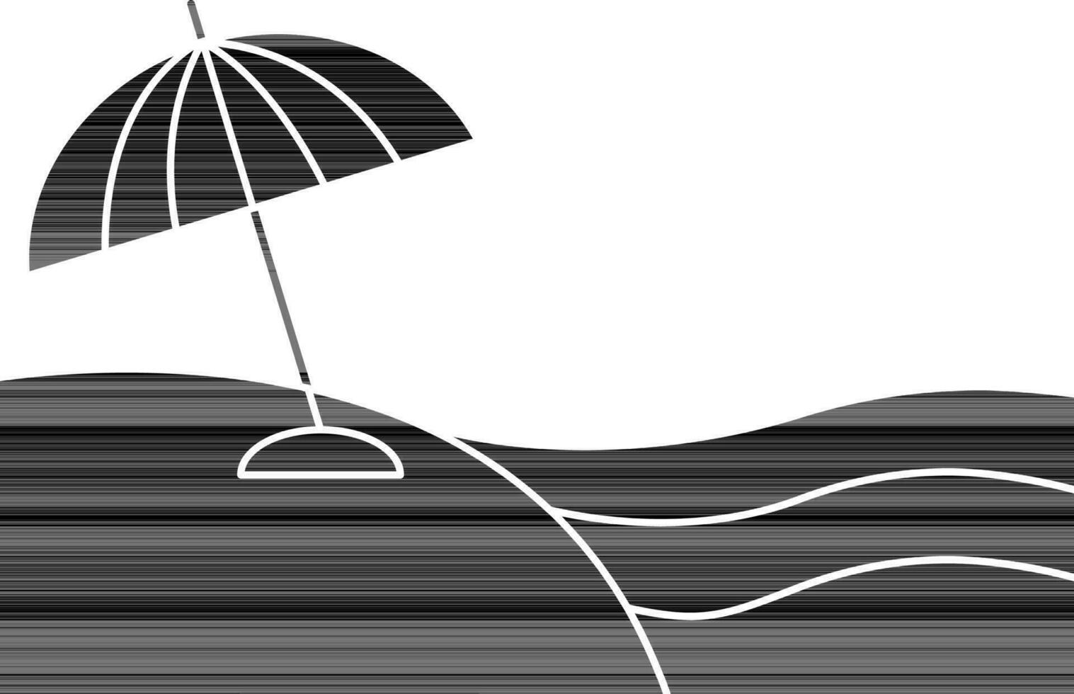 plage vue avec parapluie icône dans noir et blanc couleur. vecteur