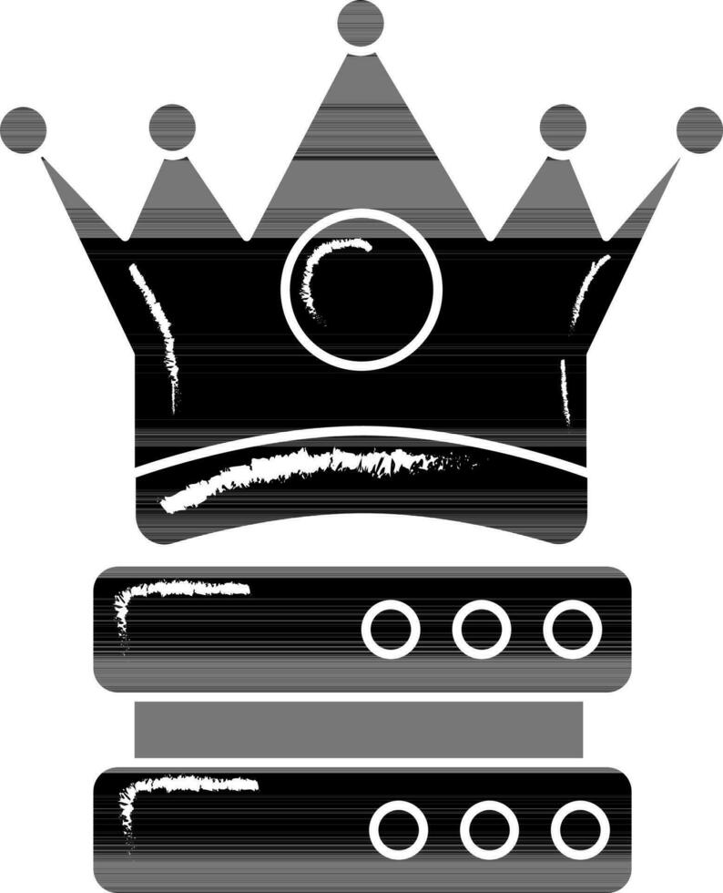 griffonnage style Roi de hébergement icône dans noir et blanc couleur. vecteur