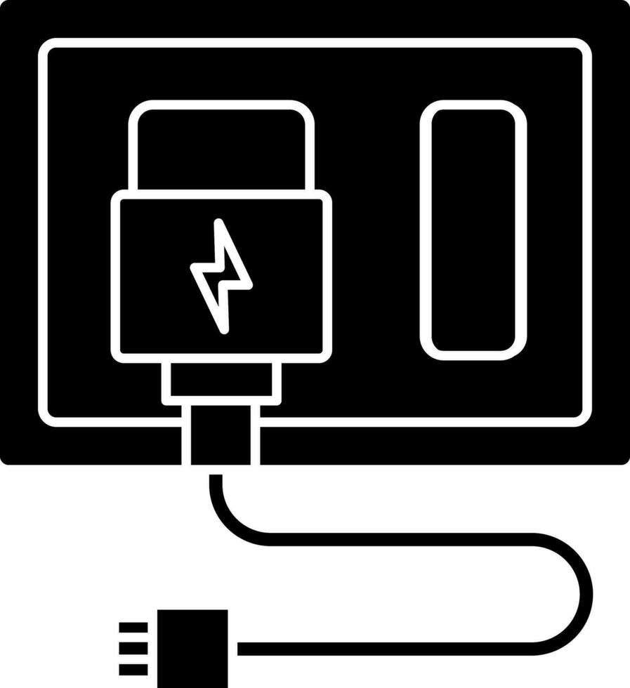 tableau électrique et adaptateur icône dans noir et blanc couleur. vecteur