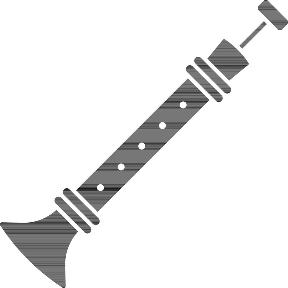 flipper flûte plat icône dans noir et blanc couleur. vecteur