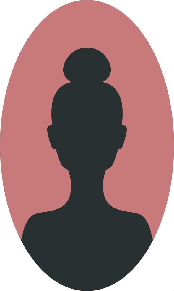 silhouette de une fille avec une haute coiffure dans ovale rose forme. abstrait sans visage portrait de une femme avec une chignon vecteur