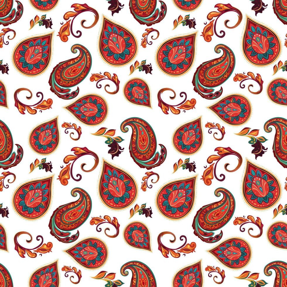 paisley ethnique sans couture modèle conception. floral modèle avec paisley et Indien fleur motifs. damassé style modèle pour textil et décoration vecteur