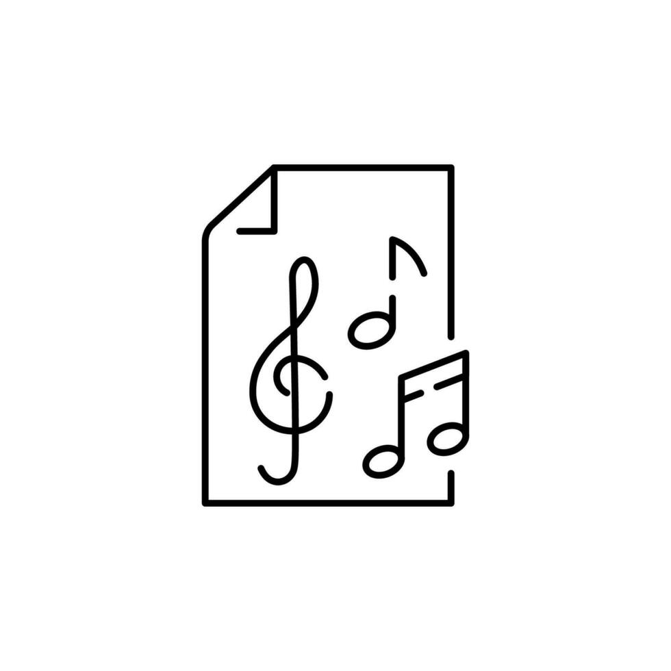 vecteur illustration de une note. un objet, linéaire représentation de une musical note. isolé image dans le griffonnage style. la musique et du son mp3.
