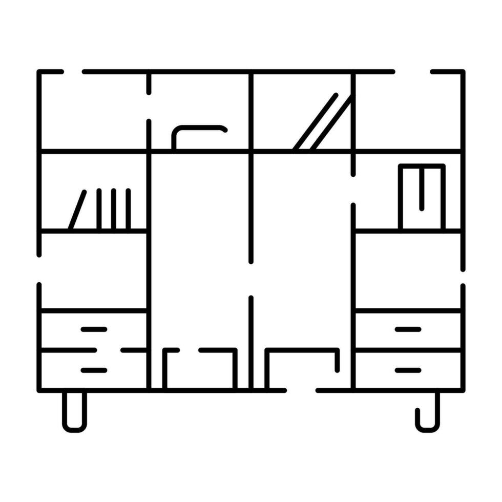 Facile meubles vecteur ligne Icônes. Accueil conception intérieur. vecteur livre armoire.