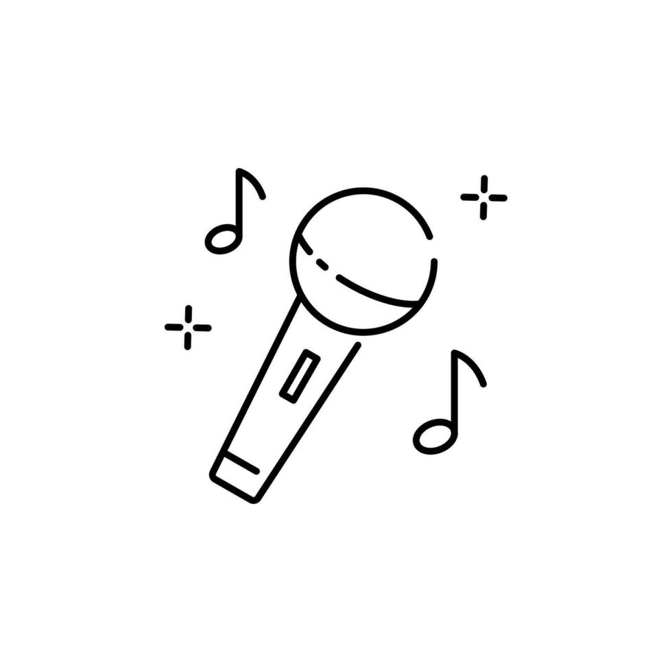 microphone icône dans ligne style. pour votre conception, logo. vecteur illustration. modifiable accident vasculaire cérébral. du son ou mp3 musique.