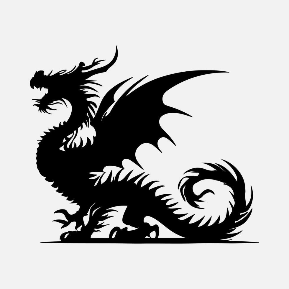 noir dragon vecteur silhouette