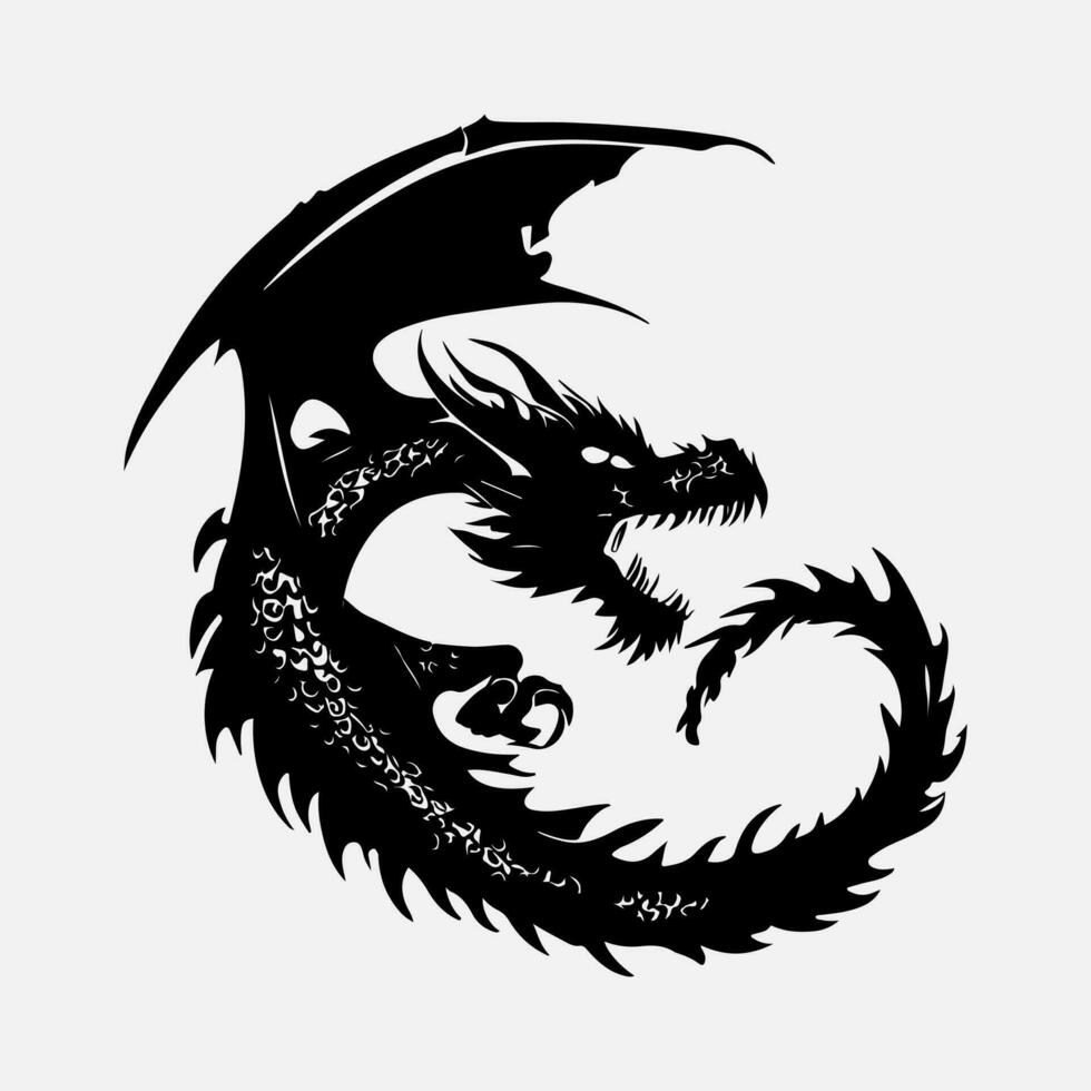 noir dragon vecteur silhouette