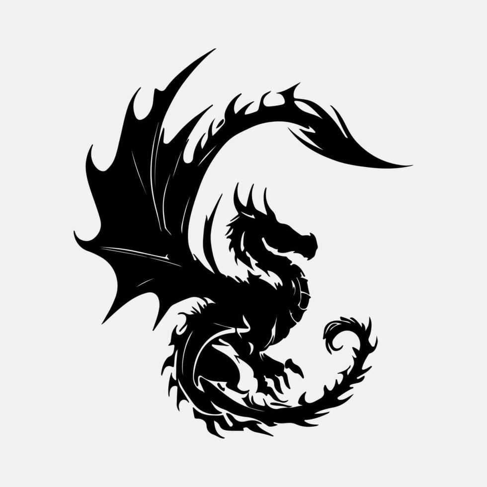 noir dragon vecteur silhouette