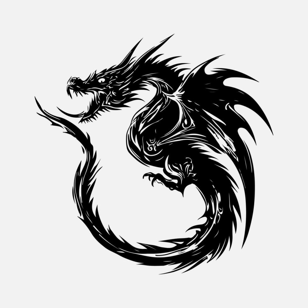 noir dragon vecteur silhouette