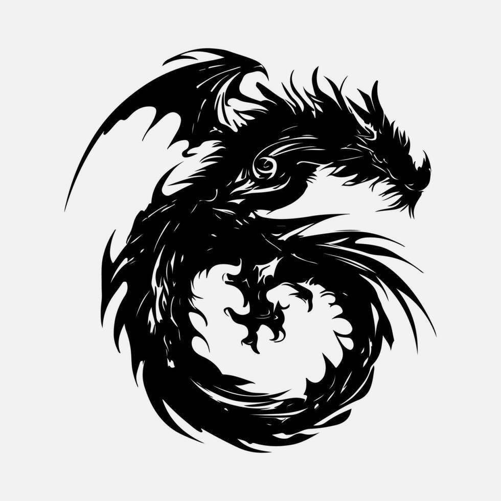 noir dragon vecteur silhouette