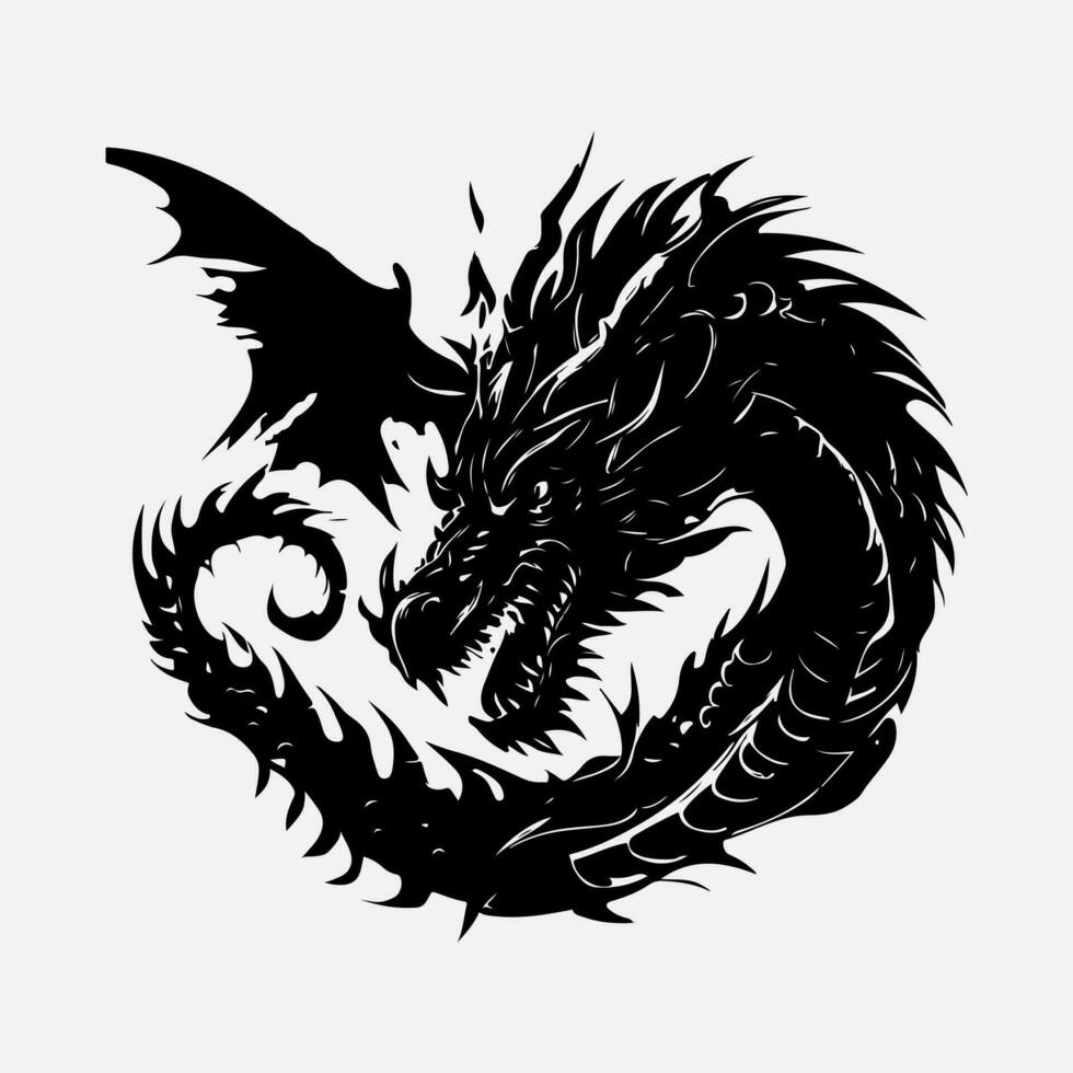 noir dragon vecteur silhouette