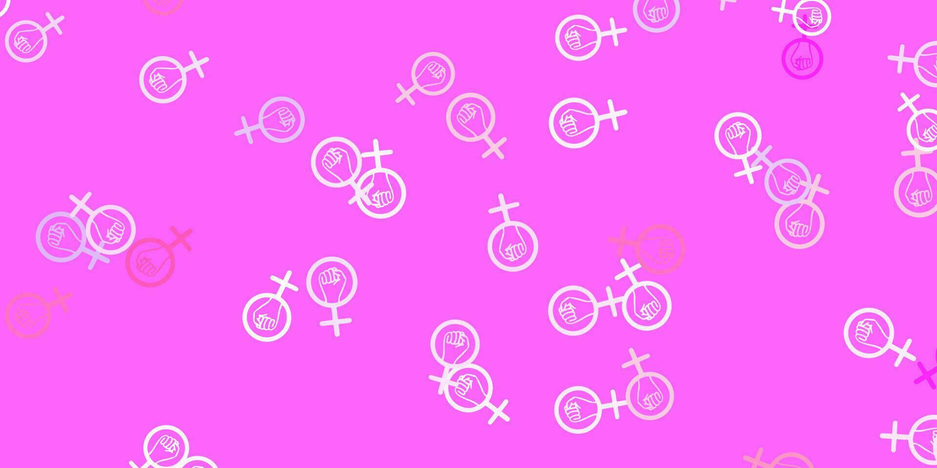 fond de vecteur violet clair, rose avec des symboles de la femme.