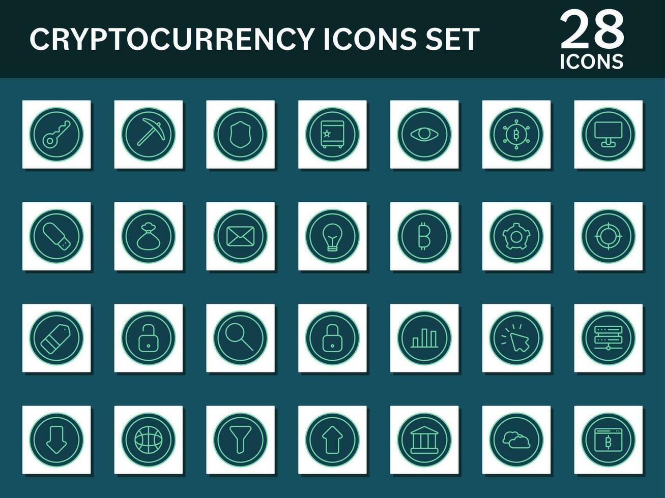 crypto-monnaie affaires essentiel icône ensemble dans vert couleur. vecteur