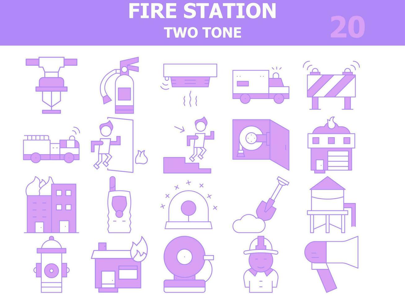 violet et blanc Couleur ensemble de Feu station icône dans plat style. vecteur