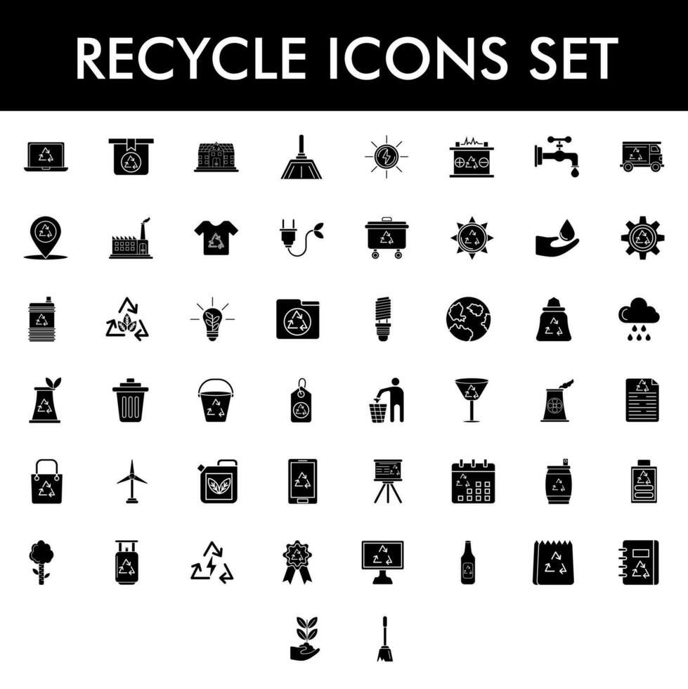 plat style recycler glyphe icône ensemble. vecteur