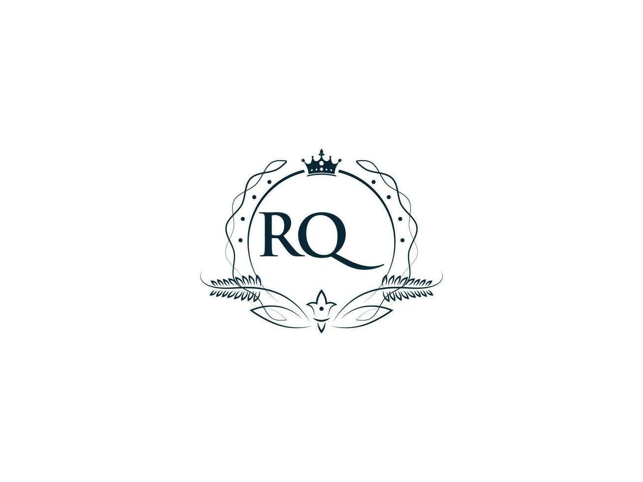 Royal couronne rq logo icône, féminin luxe rq qr logo lettre vecteur