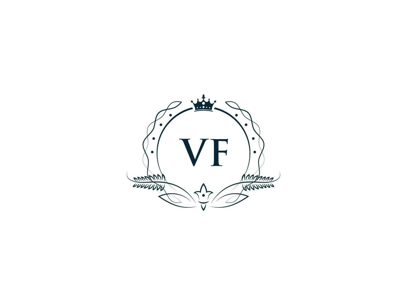 initiale vf logo lettre conception, minimal Royal couronne vf fv féminin logo symbole vecteur