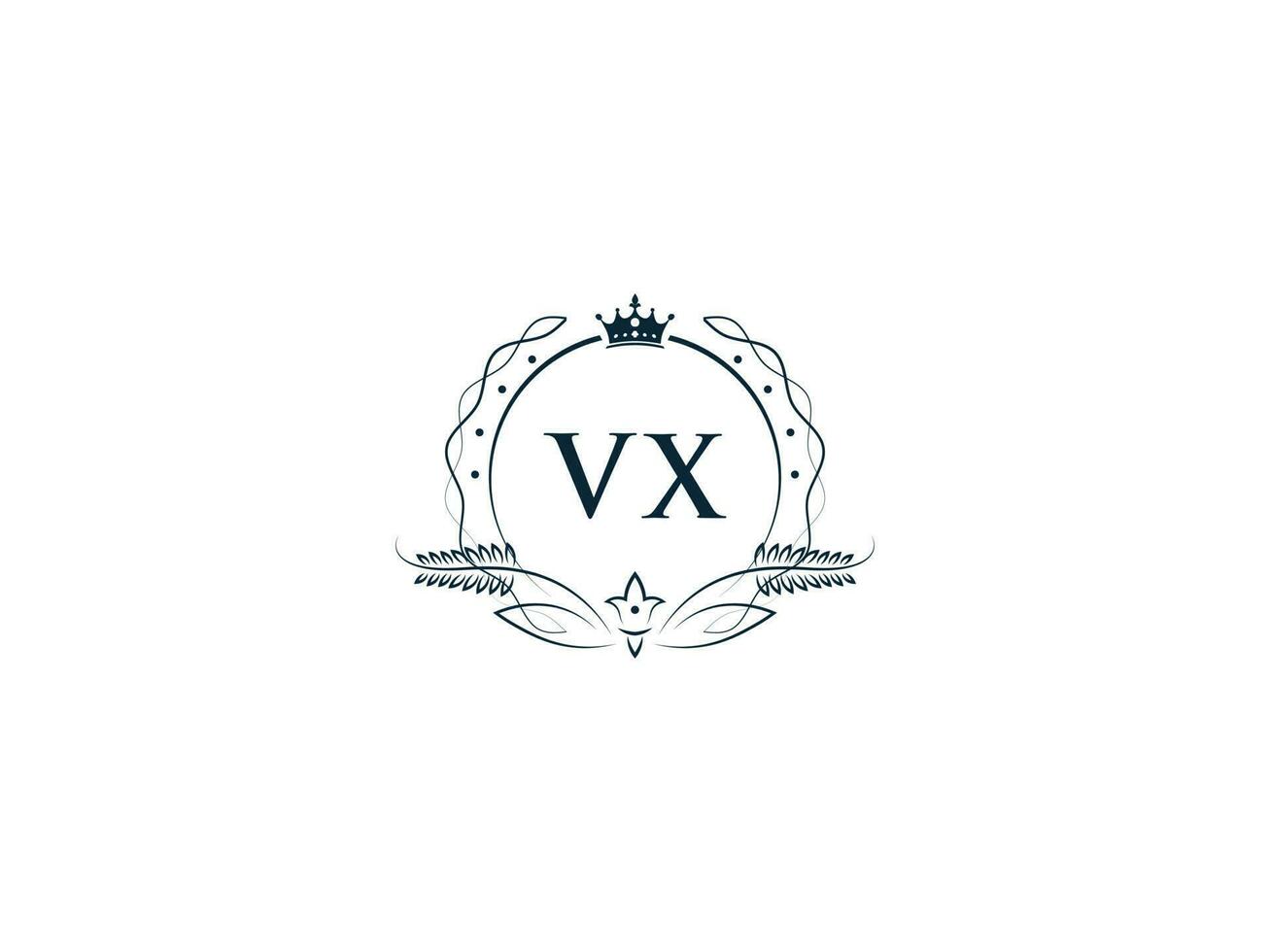 initiale vx logo lettre conception, minimal Royal couronne vx xv féminin logo symbole vecteur