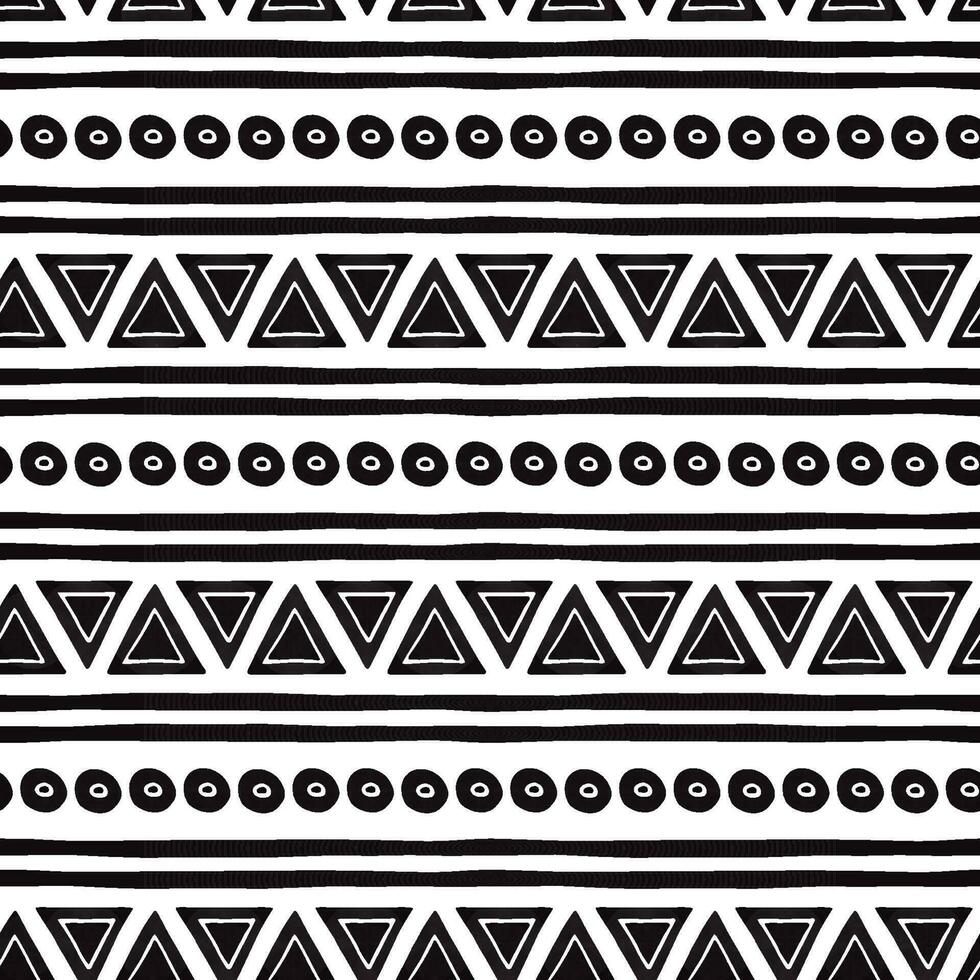 vecteur tribal ethnique sans couture modèle dans noir blanc couleurs aztèque géométrique Contexte. mexicain ornement texture originaire de américain traditionnel conception populaire horizontal géométrique impression fond d'écran emballage tissu