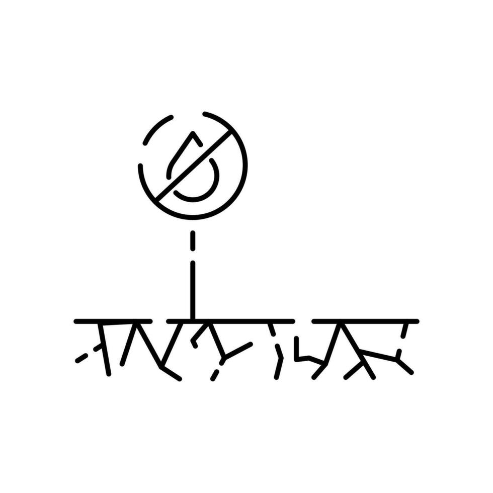 sécheresse. la soif. fissuré et séché plante ou sol. global catastrophe. famine. climat changement vecteur ligne icône. modifiable.