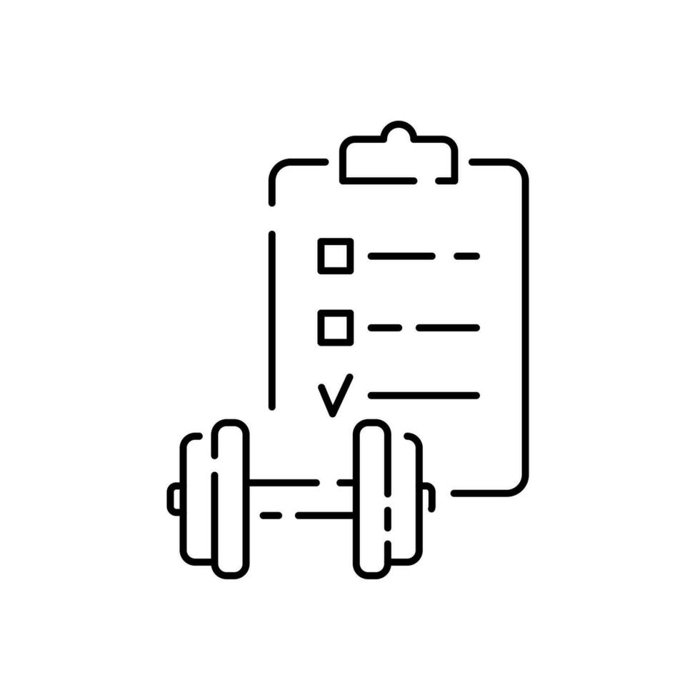 santé et aptitude vecteur ligne Icônes ensemble. en bonne santé mode de vie et régime ou salle de sport. haltère et sport liste de contrôle.